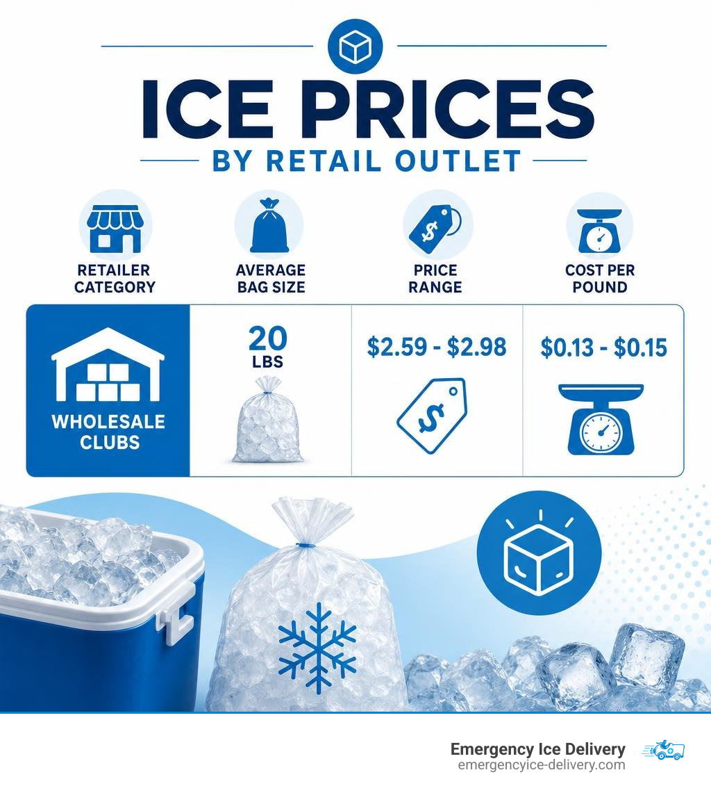 comparison chart of ice prices by retail outlet infographic