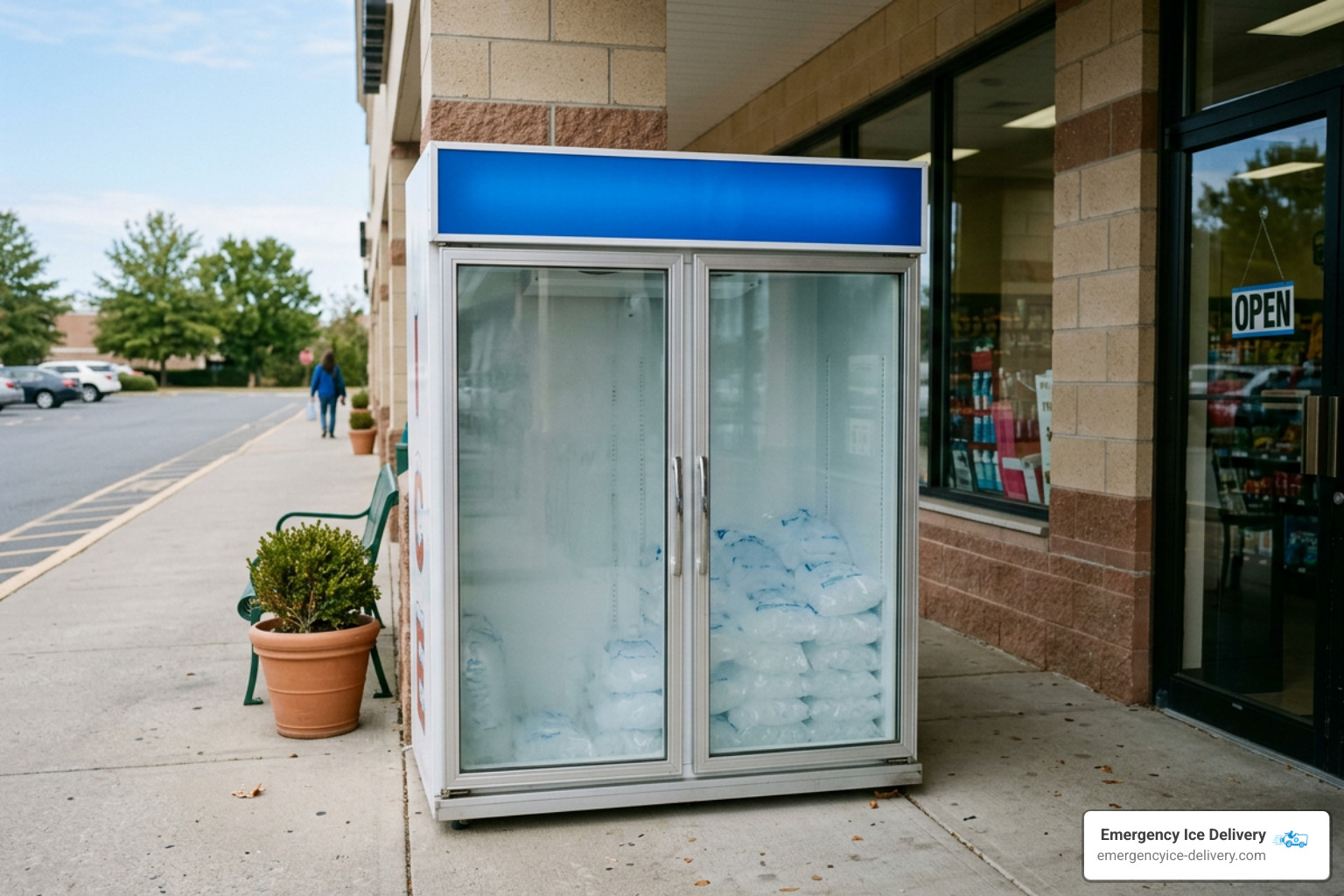 ice freezer unit outside retail store