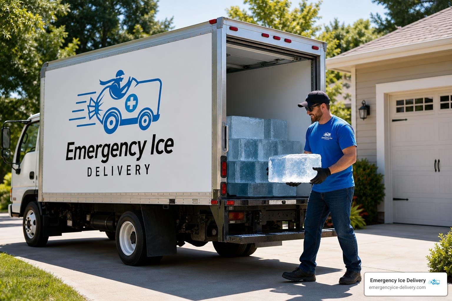 An ice delivery truck