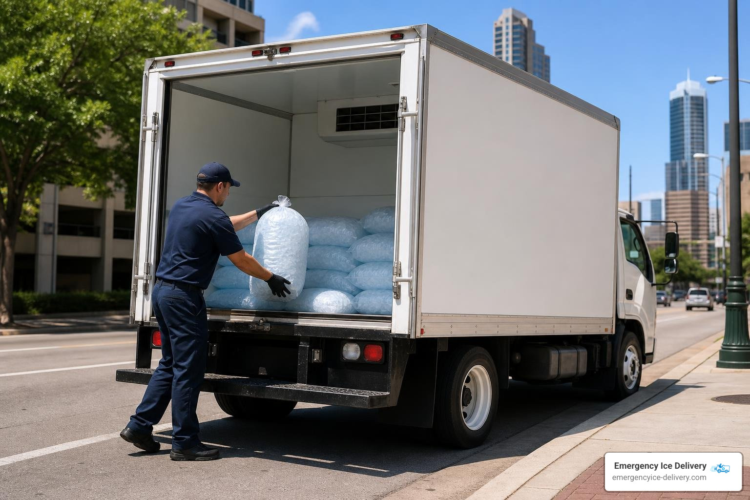 Delivery truck dispatched with rapid response ice delivery